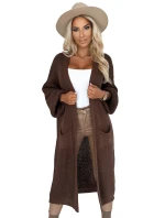 627-2 Cardigan - dlhý kardigán s vreckami - čokoládový 627-2 Cardigan - dlhý kardigán s vreckami - čokoládový