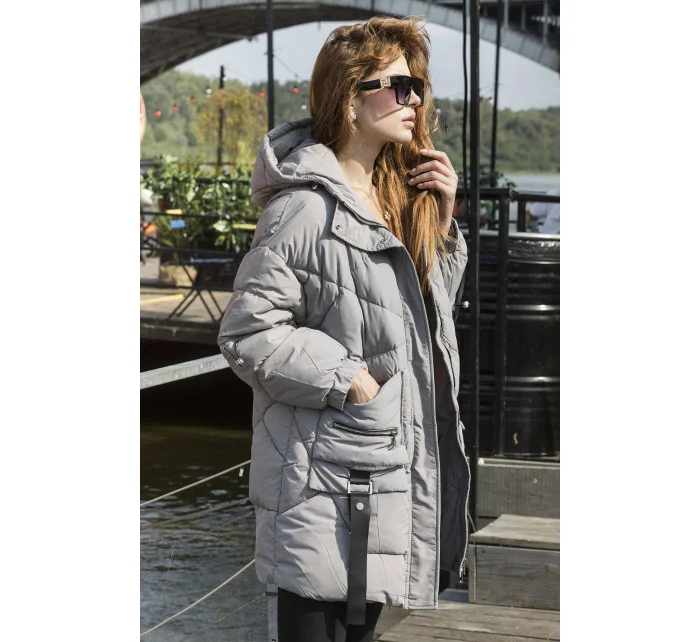 PUCHOWA KURTKA DAMSKA Z  SZARA model 21244221 - Ann Gissy