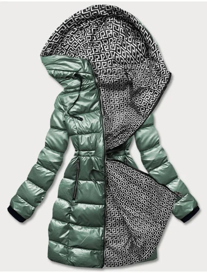 Dámska obojstranná metalická bunda zelená (R8070)