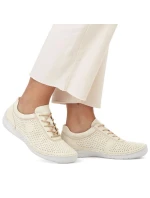 Dámske perforované béžové kožené poltopánky Rieker 52546-60