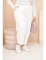 Dámske bavlnené Plus veľkosť s vysokým pásom voľné nohavice Ecru Dámske bavlnené Plus veľkosť s vysokým pásom voľné nohavice Ecru