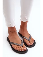 Płaskie Elastyczne Klapki Japonki Damskie ZAXY JJ285297 Szaro-Czarne