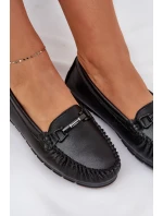Ploché Kožené Mokasíny S Ozdobou model 21686042 Černé - S.Barski