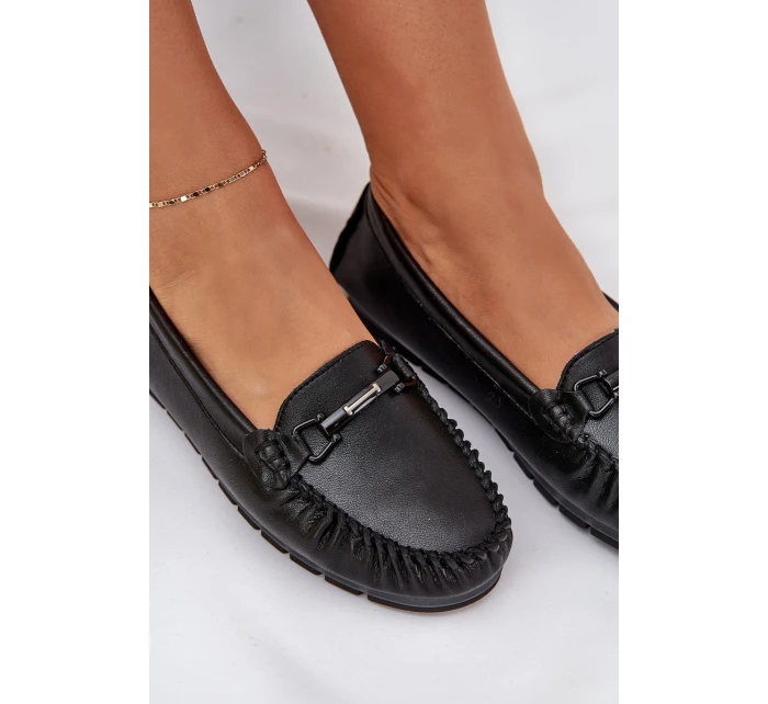 Ploché Kožené Mokasíny S Ozdobou model 21686042 Černé - S.Barski