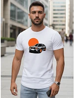 Pánske biele tričko s potlačou auta FashionStreet NX5091R