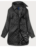 Tenká čierna dámska bunda s golierom (JIN225)