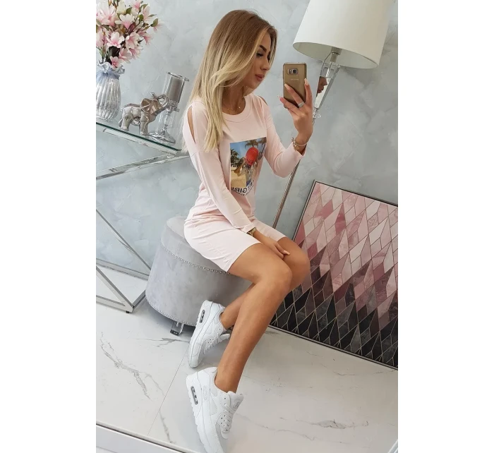 Šaty s potlačou Honey girl púdrovo ružové Šaty s potlačou Honey girl púdrovo ružové