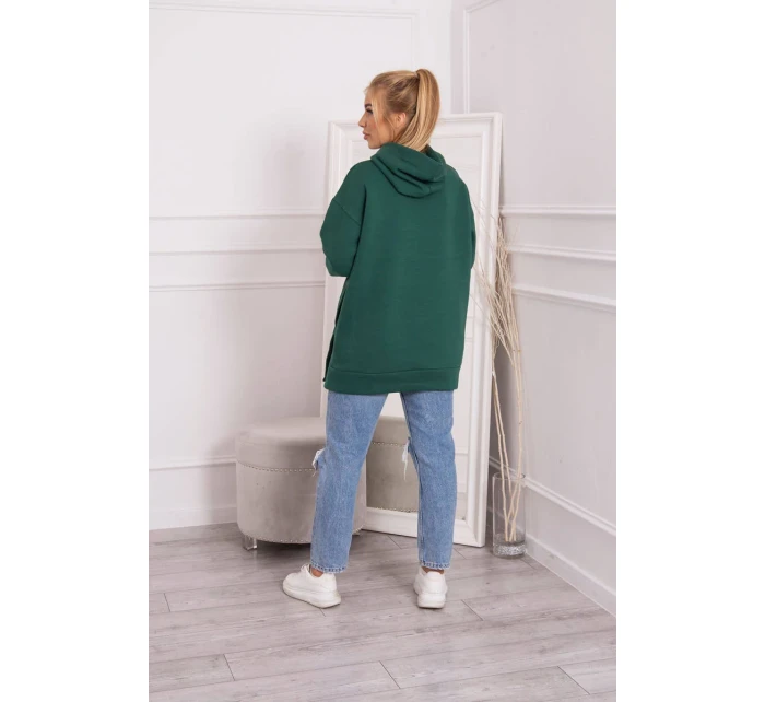 Zateplená mikina s patentkami tmavo zelená