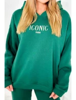 Izolovaná bavlnená súprava, mikina s vyšívacími + nohavicami zelený