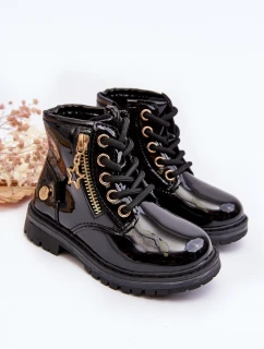 Dětské lakované botky na zip černé model 21641016 - EVENTO