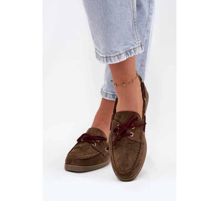 Półbuty Mokasyny Damskie Z Wiązaniem Ciemnozielone Calivra Półbuty Mokasyny Damskie Z Wiązaniem Ciemnozielone Calivra