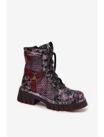 Dámské kotníčkové kožené workery model 21903308 Bordó vzor - Maciejka