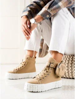 Hnedé dámske značkové tenisky bez podpätku