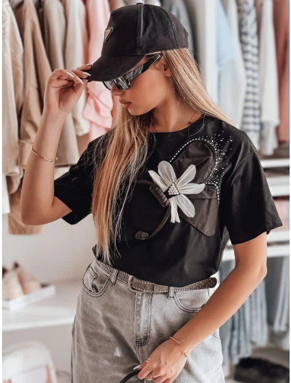 Dámské tričko oversize s 3D efektem černé Dstreet model 21983074 - FashionStreet