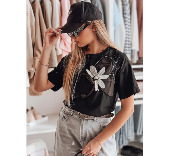 Dámské tričko oversize s 3D efektem černé Dstreet model 21983074 - FashionStreet