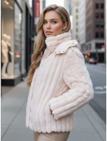 Dámská kožešinová bunda s kapucí růžová Dstreet model 21995147 - FashionStreet