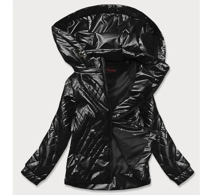 Čierna dámska lesklá bunda (2021-02)