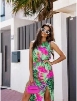 Dámske dlhé zelené šaty s elastickým pásom (8183) Dámske dlhé zelené šaty s elastickým pásom (8183)