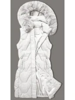 Dámska bunda bez rukávov s kožušinou na kapucni J Style white (16M9172-281)