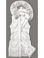 Dámska bunda bez rukávov s kožušinou na kapucni J Style white (16M9172-281) Dámska bunda bez rukávov s kožušinou na kapucni J Style white (16M9172-281)
