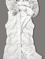 Dámska bunda bez rukávov s kožušinou na kapucni J Style white (16M9172-281)