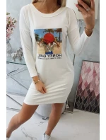 Šaty s potlačou Honey girl ecru