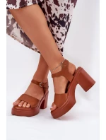 Dámské Sandály Na Podpatku A Platformě Z Eko Kůže Camel model 21687160 - Boto