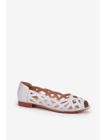 Ażurowe Baleriny Z Odkrytymi Palcami Srebrne Calgis