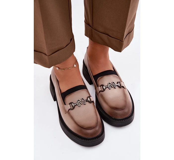 Kožené dámské mokasyny s ozdobným detailem Vinceza Béžové