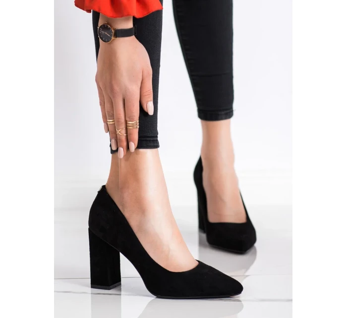 Klasické lodičky dámské černé na širokém podpatku Klasické lodičky dámské černé na širokém podpatku