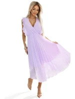 plisované šaty s volánky a výstřihem barva model 20952086 - numoco