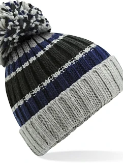 Beechfield B 392 Pletená čiapka s pruhmi „Hygge“ 53.0392 blue steel