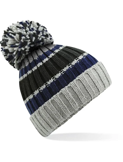 Beechfield B 392 Pletená čiapka s pruhmi „Hygge“ 53.0392 blue steel
