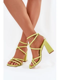Sandały Damskie Na Słupku Z Paskami Limonkowe Ciarilora