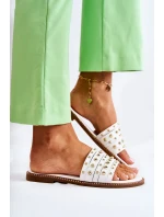 Dámské kožené pantofle s zdobením bílým Brien Dámské kožené pantofle s zdobením bílým Brien