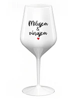 I LOVE & I WINE - biely nerozbitný pohár na víno 470 ml