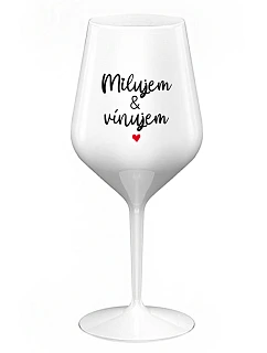 I LOVE & I WINE - biely nerozbitný pohár na víno 470 ml