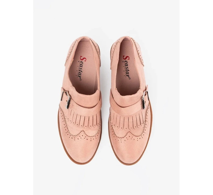 Pekné ružové mokasíny na podpätku pre ženy Pekné ružové mokasíny na podpätku pre ženy