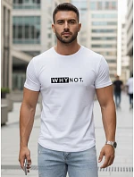 Pánske biele tričko s klasickou potlačou FashionStreet NX5122R