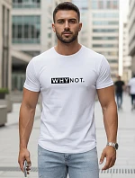 Pánske biele tričko s klasickou potlačou FashionStreet NX5122R
