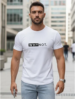 Pánske biele tričko s klasickou potlačou FashionStreet NX5122R