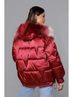 Krátka nadrozmerná bunda vo vínovej farbe (H-1109-25)