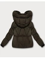 Hnědá dámská oversize bunda pro přechodné období model 21439662 - S'WEST Hnědá dámská oversize bunda pro přechodné období model 21439662 - S'WEST