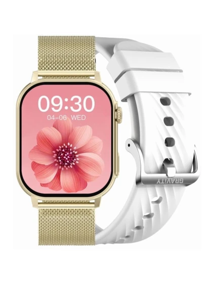 Dámske inteligentné hodinky GRAVITY GT15-10 Biely silikónový remienok + zlatý náramok Dámske inteligentné hodinky GRAVITY GT15-10 Biely silikónový remienok + zlatý náramok