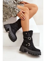 Botki Damskie Na Masywnym Obcasie Z Klamrami I Paskiem Czarne Nerelisa Botki Damskie Na Masywnym Obcasie Z Klamrami I Paskiem Czarne Nerelisa