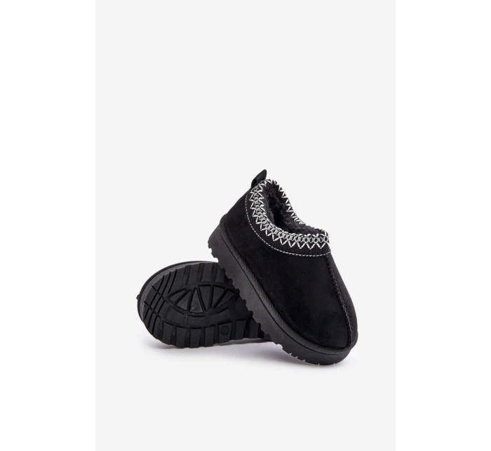 Śniegowce Botki Dziecięce Na Platformie Ocieplane Futerkiem Czarne Vilabria