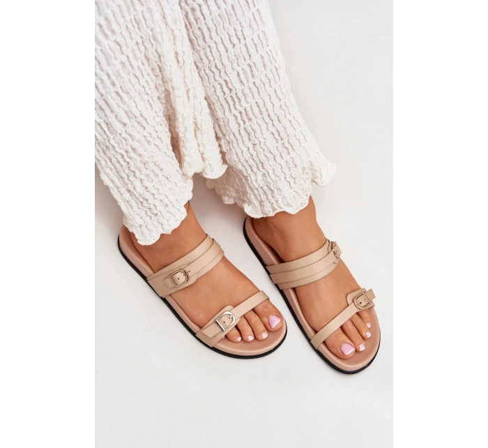 Dámské Pantofle S Přezkami Béžové model 21700025 - Boto