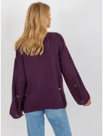 Dámsky sveter BA SW 8043 .03 tmavo fialová - FPrice Dámsky sveter BA SW 8043 .03 tmavo fialová - FPrice