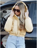 Dámska krátka zimná bunda s kapucňou žltá FashionStreet TY5360