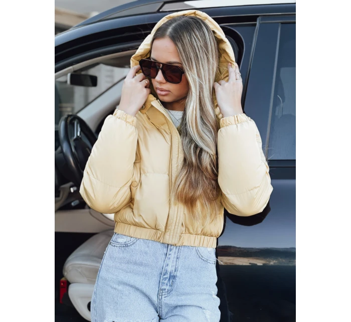 Dámska krátka zimná bunda s kapucňou žltá FashionStreet TY5360
